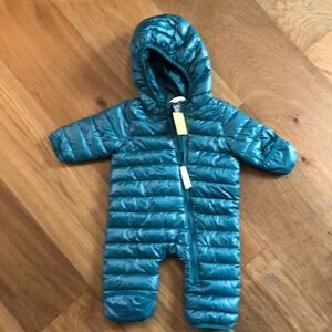 Primary baby puffer suit spruce